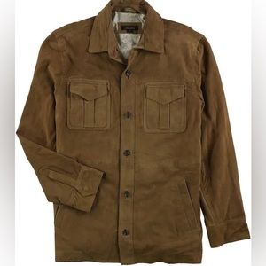 Tasso Elba Mens genuine leather jacket brown size medium